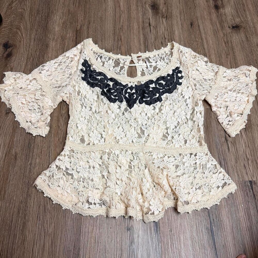 Free-people Women's Cream and White Blouse